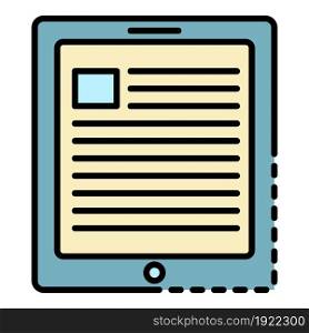 School tablet icon. Outline school tablet vector icon color flat isolated on white. School tablet icon color outline vector