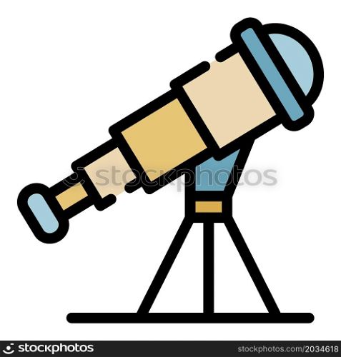 School telescope icon. Outline school telescope vector icon color flat isolated. School telescope icon color outline vector