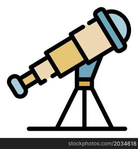 School telescope icon. Outline school telescope vector icon color flat isolated. School telescope icon color outline vector