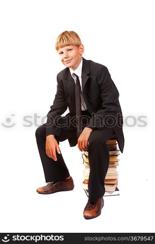 schoolboy 12 years isolated on white