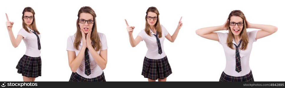 Schoolgirl isolated on the white