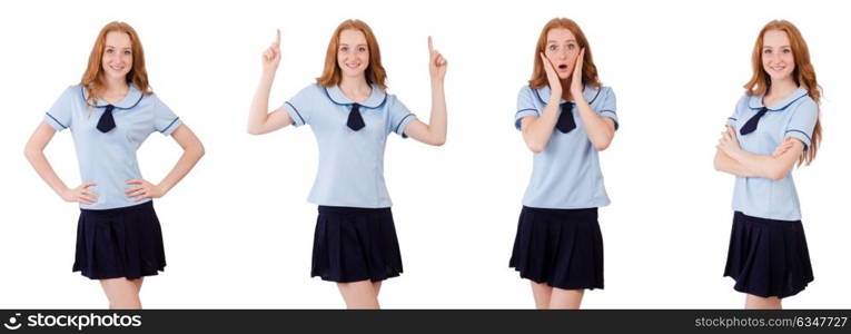 Schoolgirl isolated on the white