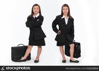 schoolgirls dressed as businesswomen