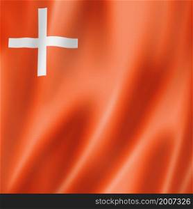 Schwyz canton - State - flag, Switzerland waving banner collection. 3D illustration. Schwyz canton - State - flag, Switzerland