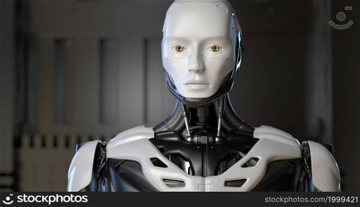 Sci-Fi cyborg. Human like robot. 3D illustration. Sci-Fi cyborg. Human like robot