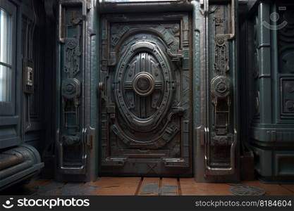 Sci-Fi Door with keypad created by generative AI