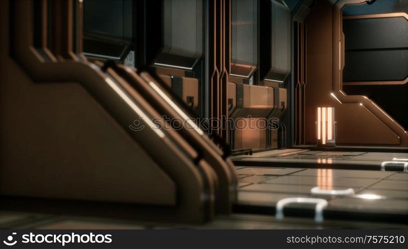 Sci-fi tunnel or spaceship corridor