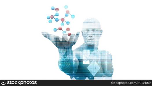 Science Abstract Presentation Background with Molecule Art. Science Background