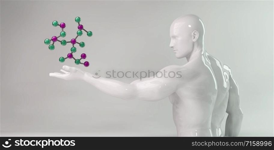 Science and Technology with Man Holding Molecule