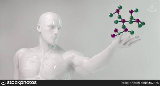 Science and Technology with Man Holding Molecule