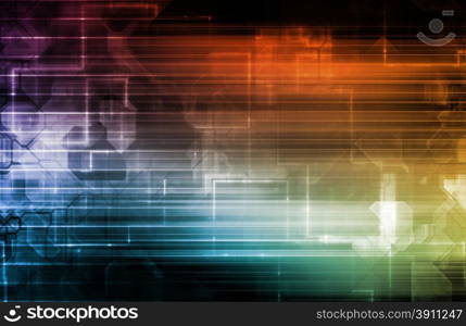 Science Background With Glowing Techno Lines Art. Geometric Template