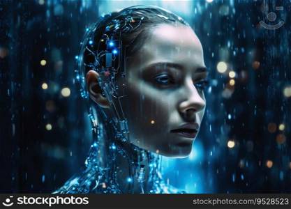 Science fiction portrait of a woman created with generative AI technology