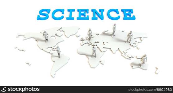 Science Global Business Abstract with People Standing on Map. Science Global Business
