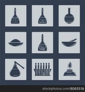 Science lab equipment icons set. Science lab equipment icons set vector illustration