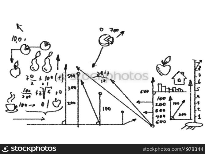 Science of cooking. Conceptual image with sketches on white background
