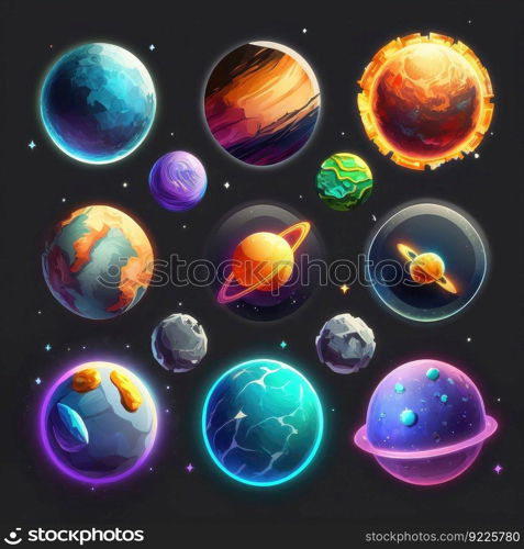 science planet space galaxy ai generated. design fantasy, sun sky, world game science planet space galaxy illustration. science planet space galaxy ai generated