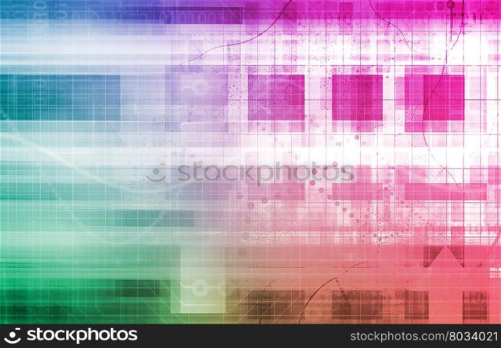 Science Research Background with Moving Data Art. Science Research Background