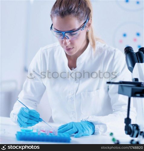 Science researcher in laboratory