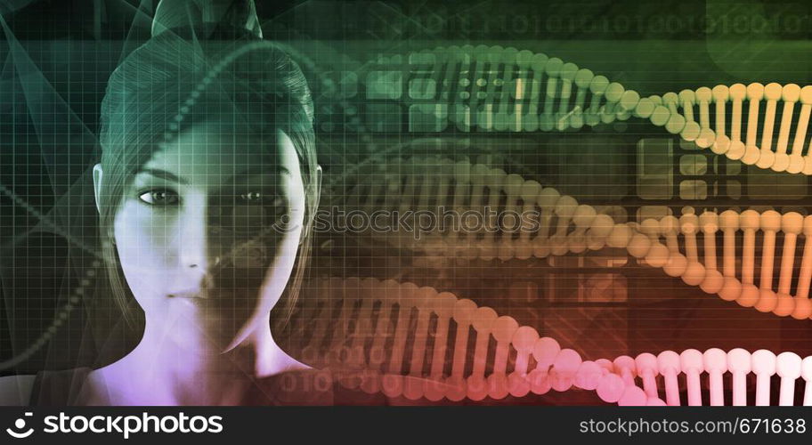Science Technology Medical Abstract Background with DNA. Science Technology