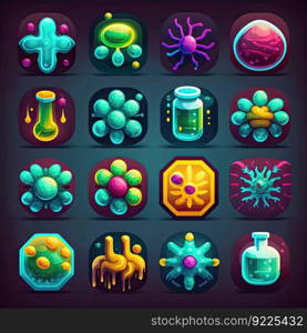 science virus bacteria ai generated. health pathogen, germ icon, organism microscopic science virus bacteria illustration. science virus bacteria ai generated