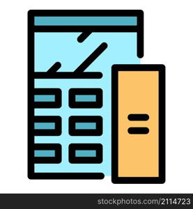 Scientific calculator icon. Outline scientific calculator vector icon color flat isolated. Scientific calculator icon color outline vector