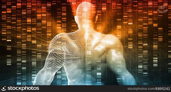 Scientific Research with DNA Genetic Sequence Concept. Scientific Research