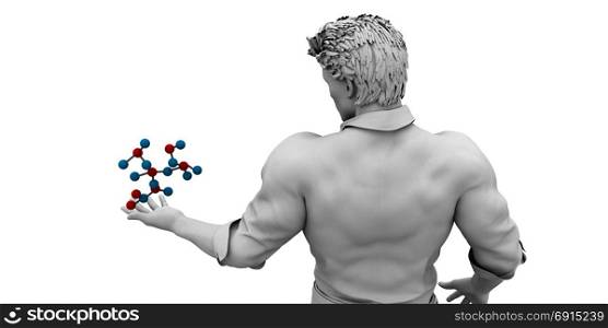 Scientist Holding a Molecule as a Science Concept. Scientist Holding a Molecule
