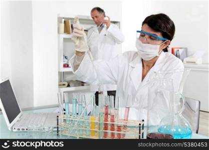 scientist making tests in a medical lab
