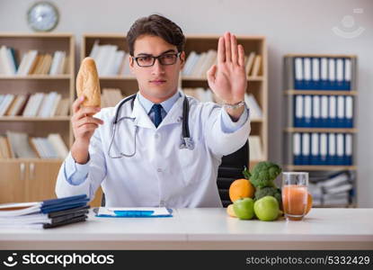 Scientist studying nutrition in various food