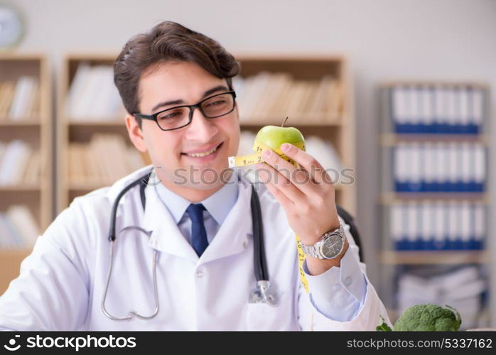 Scientist studying nutrition in various food