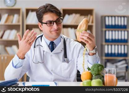 Scientist studying nutrition in various food