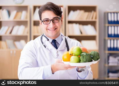 Scientist studying nutrition in various food