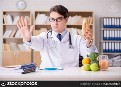 Scientist studying nutrition in various food