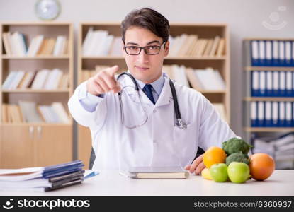 Scientist studying nutrition in various food