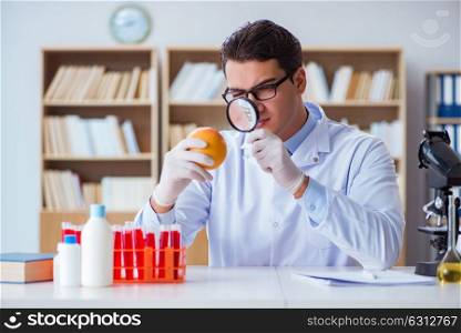 Scientist working on organic fruits and vegetables