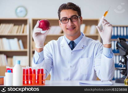 Scientist working on organic fruits and vegetables