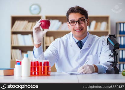 Scientist working on organic fruits and vegetables