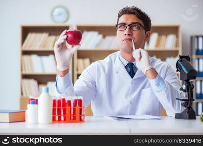 Scientist working on organic fruits and vegetables