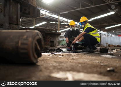 Scientists and government officials Inspect and collect chemical leak s&les in industrial sites. to be thoroughly investigated in the laboratory