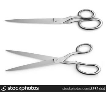 Scissors closed and opened isolated on white background