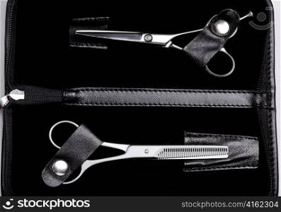 Scissors in a black case