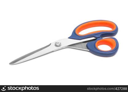 scissors with plastic handles on a white background