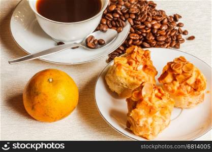 Scone Bread with Coffee on white plate