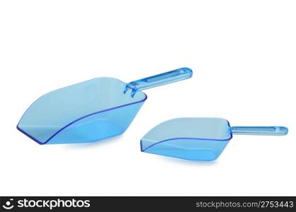 Scoops for food stuffs. Transparent, blue color