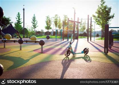 scooter in the park on the playground. active lifestyle
