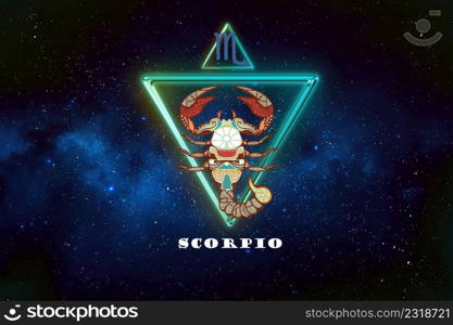 scorpio horoscope sign in twelve zodiac with galaxy stars background