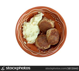 Scotch Collops.Scottish national dish of beef, herring and onions