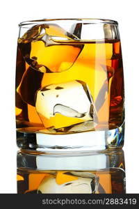 Scotch on the rocks isolated on white