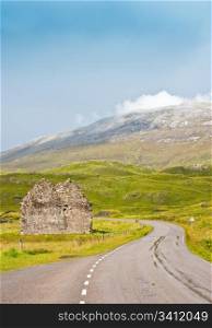 Scotland, Sutherland. Road prospective, useful conceptual of trip