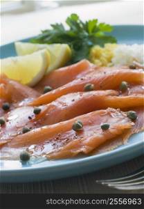 Scottish Smoked Salmon with Lemon Capers and Egg